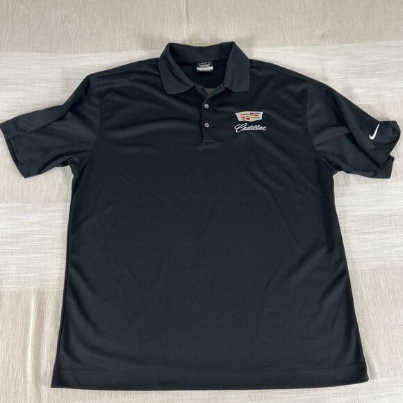 Cadillac Shirt Nike Golf Polo Mens Sz Large Black Dri Fit Performance NWT Logo L - Picture 2 of 10